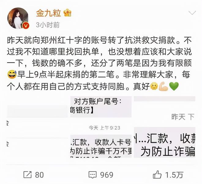 金靖向红十字会捐款
